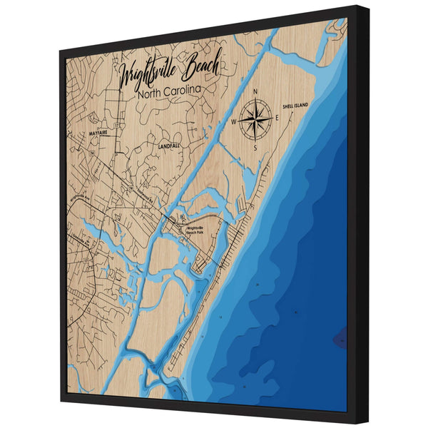 Wightsville Beach 3D Wooden Map - Blue – 8 Layers