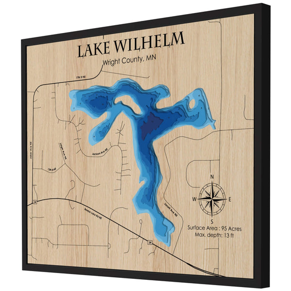 Wilhelm Lake 3D Wooden Map - Blue – 8 Layers