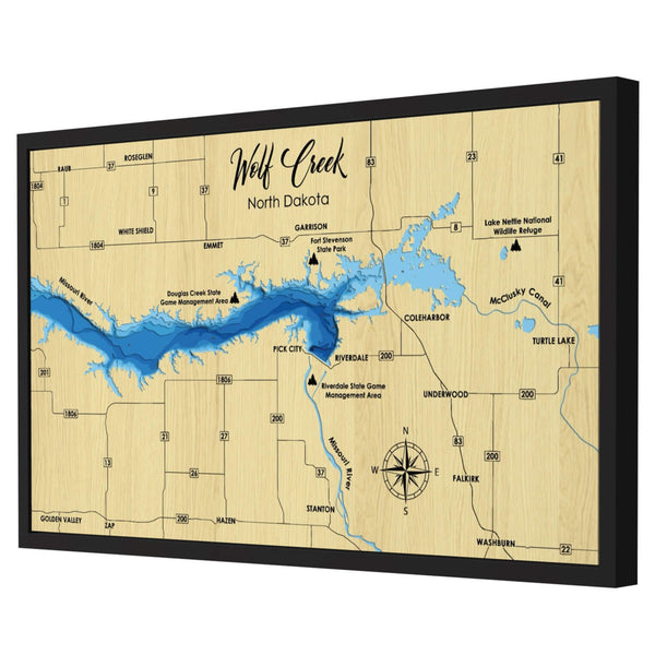 Wolf Creek Map, North Dakota - Personalized 3D Wood Map - Depth Map Wall Art - Nautical Decor for Lake House