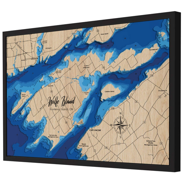 Wolfe Island 3D Wooden Map - Blue – 7 Layers