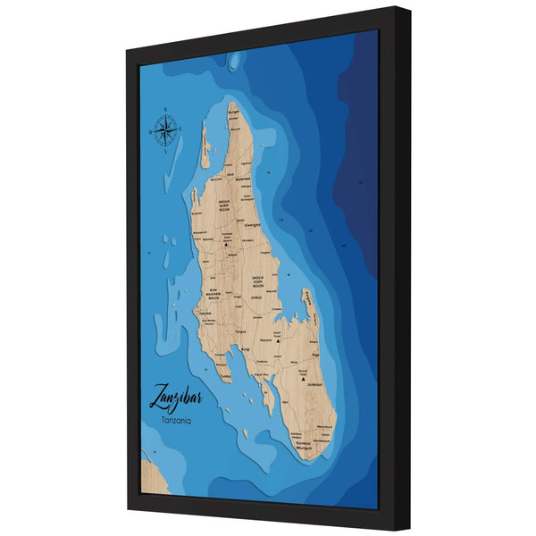 Zanzibar 3D Wooden Map - Blue – 7 Layers