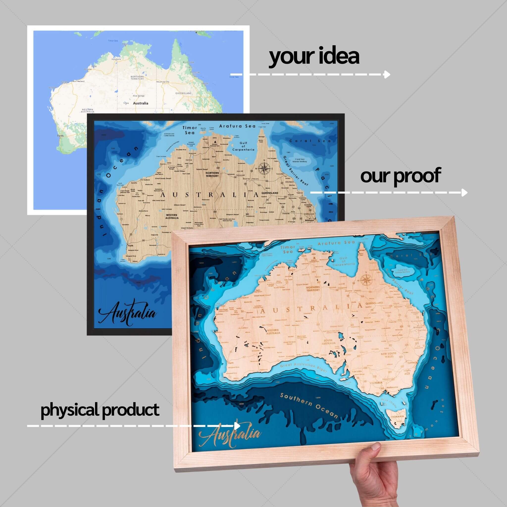 Custom 3D Wood Map - Depth Map Wall Art - Lake House Decor – Moc Tho LLC