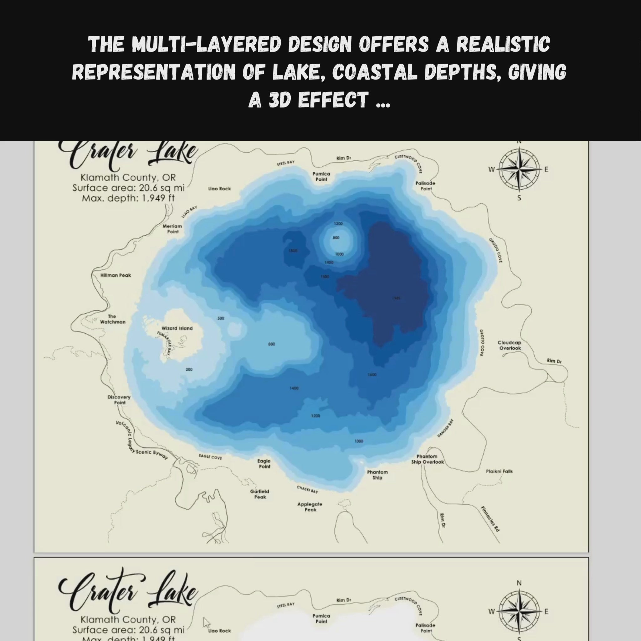 Crater Lake, Oregon Laser Map Files - 10 Layers - Svg/Ai/Dxf/Pdf – Moc ...